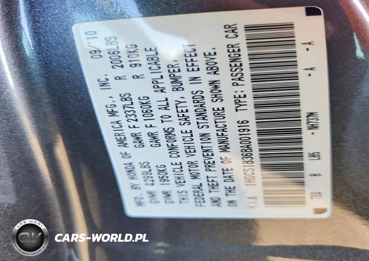 2011 Honda Accord Lx-S VIN:1HGCS1B36BA001916 - 12