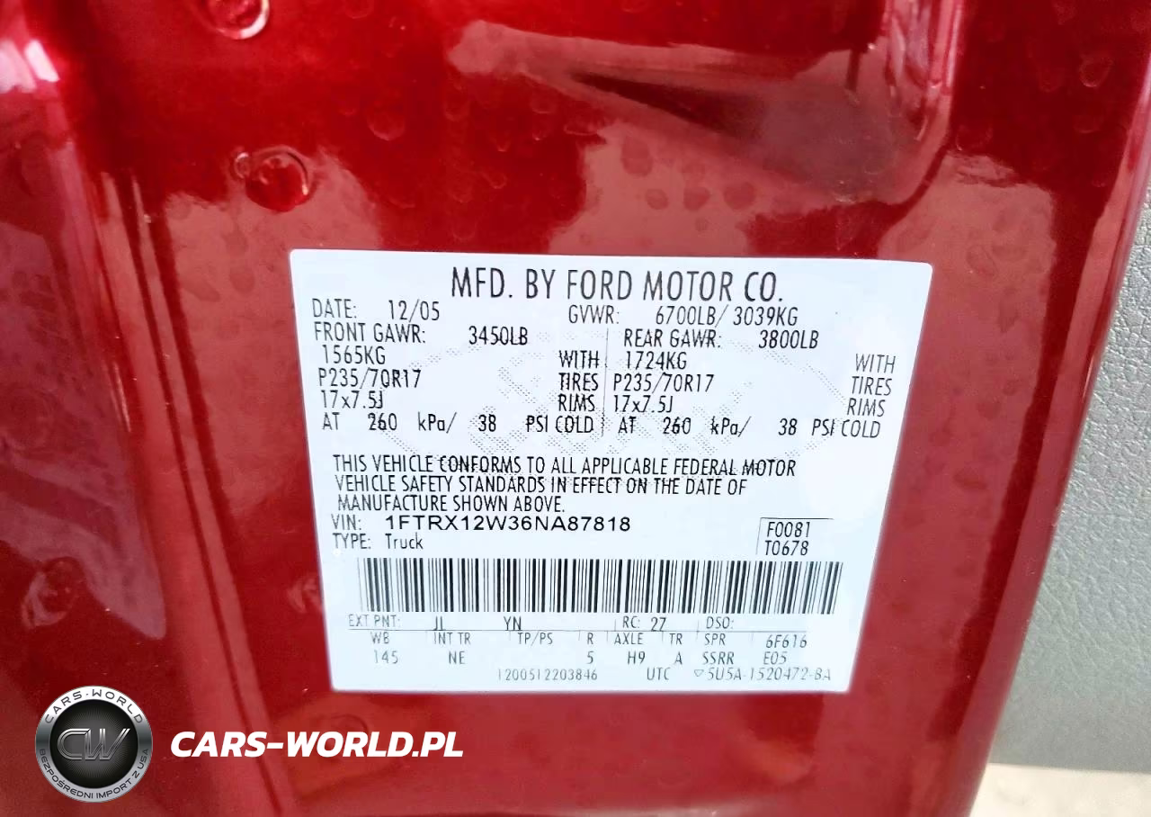 2006 Ford F150 VIN:1FTRX12W36NA87818 - 12