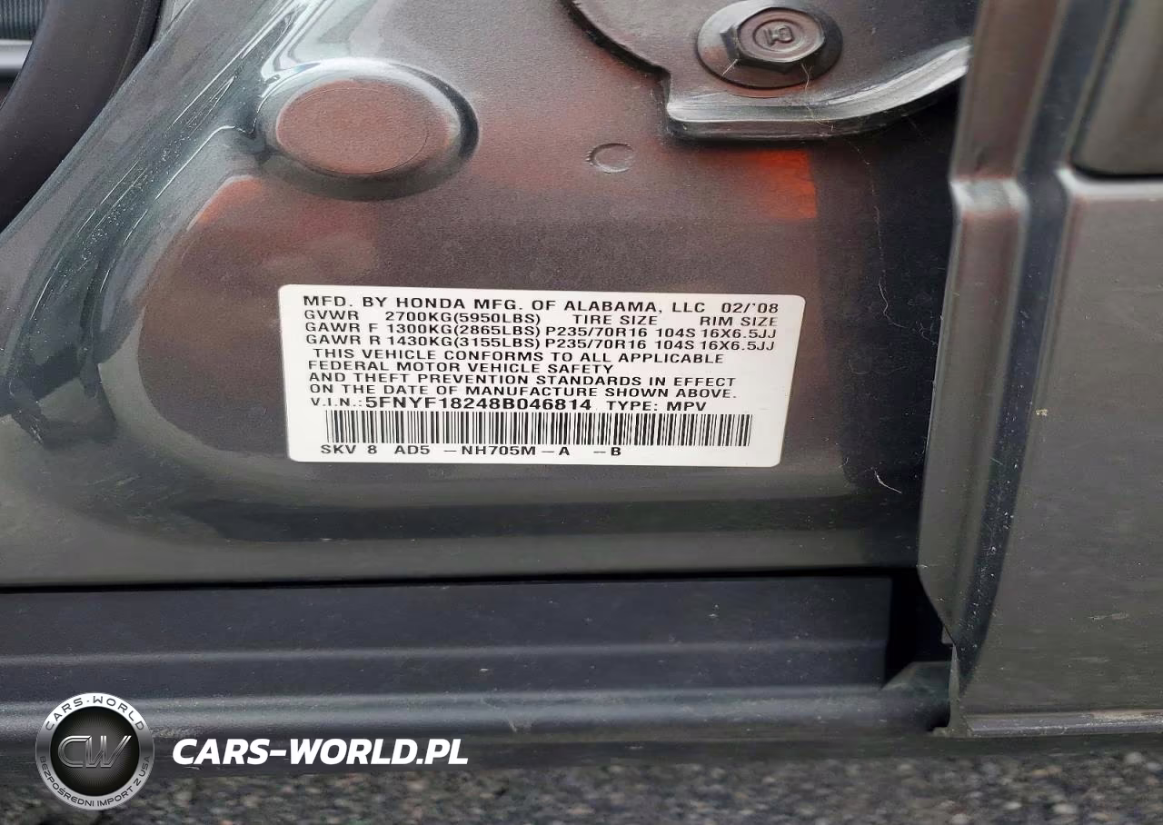 2008 Honda Pilot Vp VIN:5FNYF18248B046814 - 14
