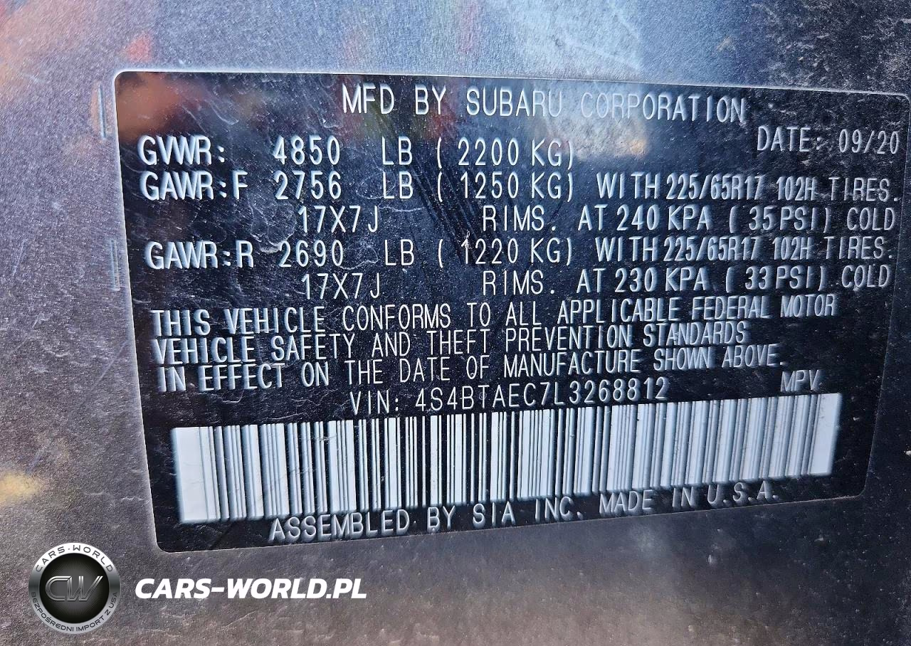 2020 Subaru Outback Premium VIN:4S4BTAEC7L3268812 - 13