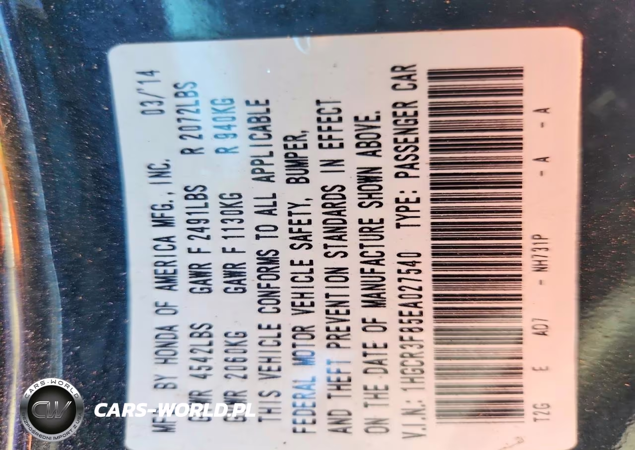 2014 Honda Accord Exl VIN:1HGCR3F85EA027540 - 13