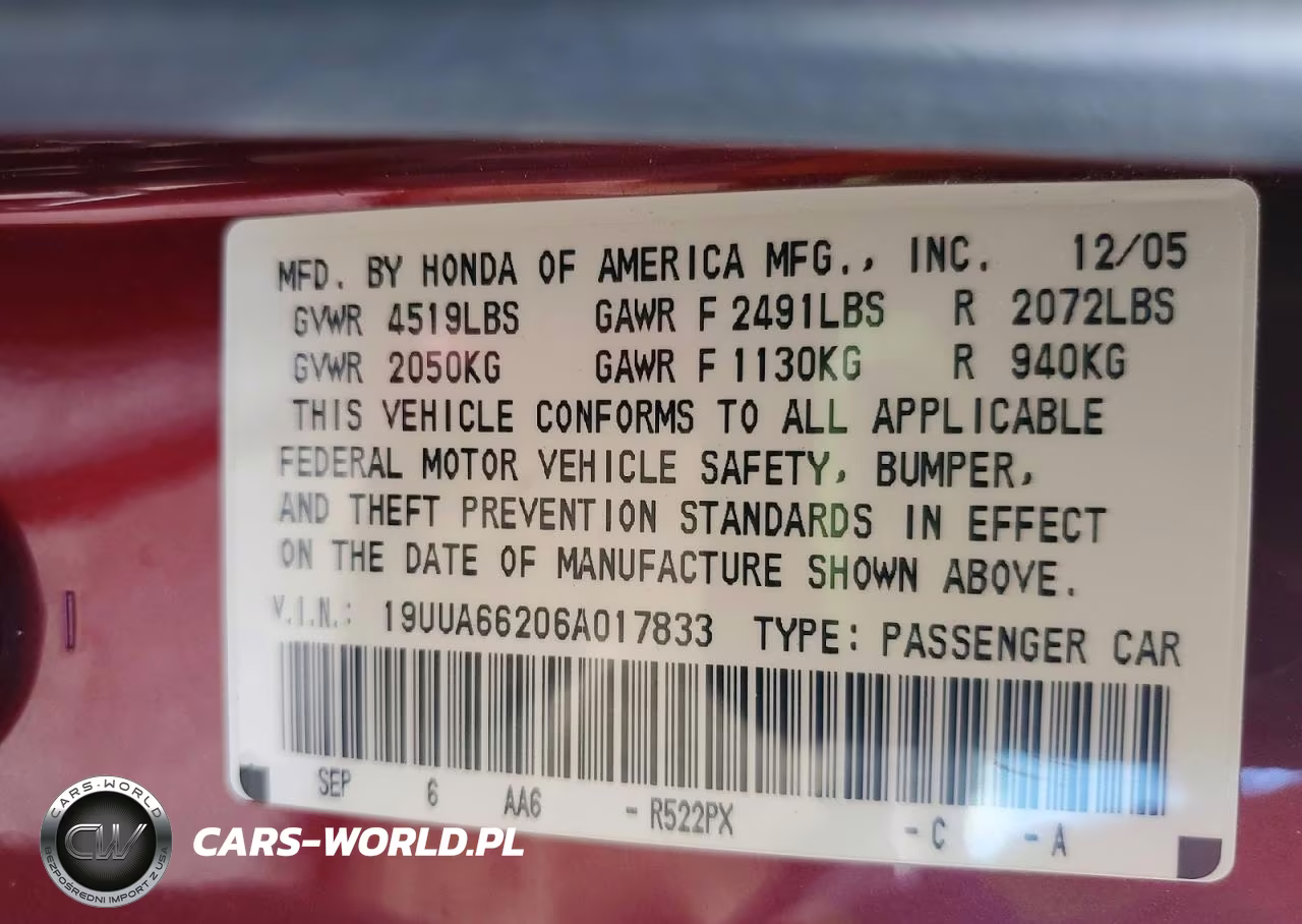 2006 Acura 3.2Tl VIN:19UUA66206A017833 - 12