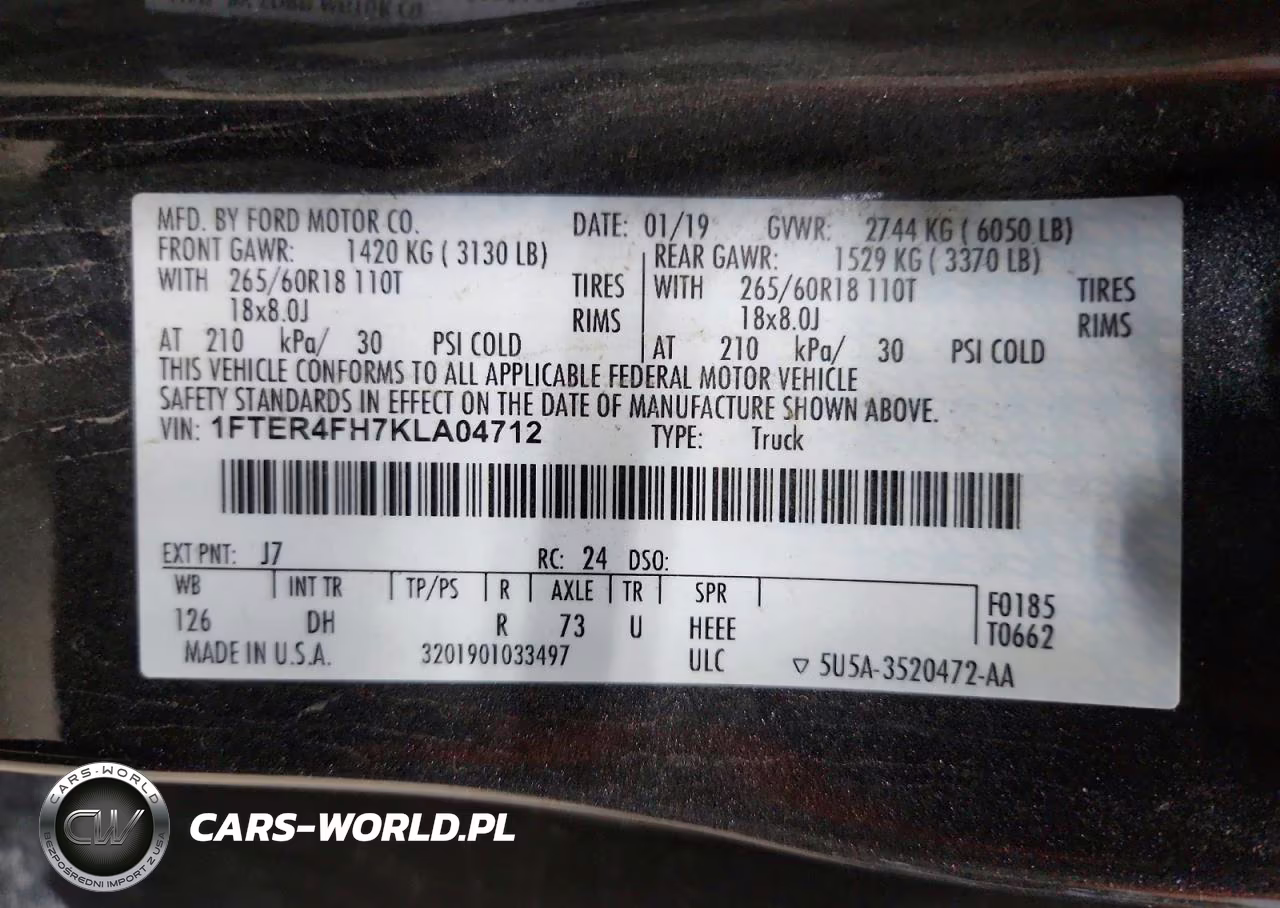 2019 Ford Ranger Xl VIN:1FTER4FH7KLA04712 - 12