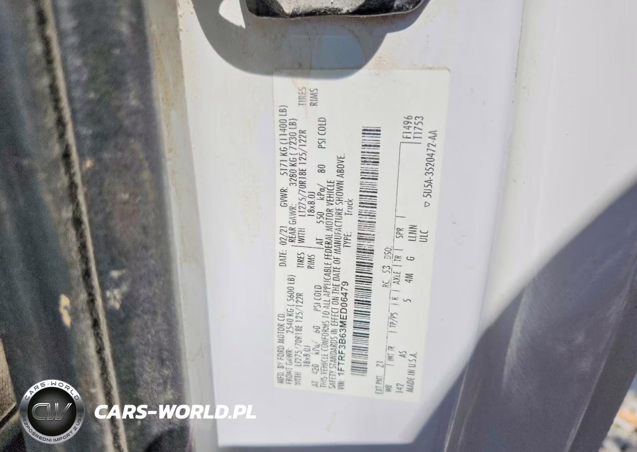 2021 Ford F350 Super Duty VIN:1FTRF3B63MED06479 - 12