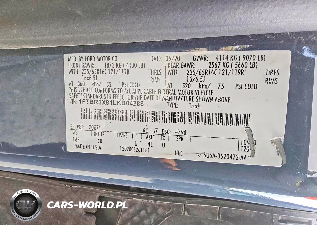 2020 Ford Transit T-250 VIN:1FTBR3X81LKB04288 - 13