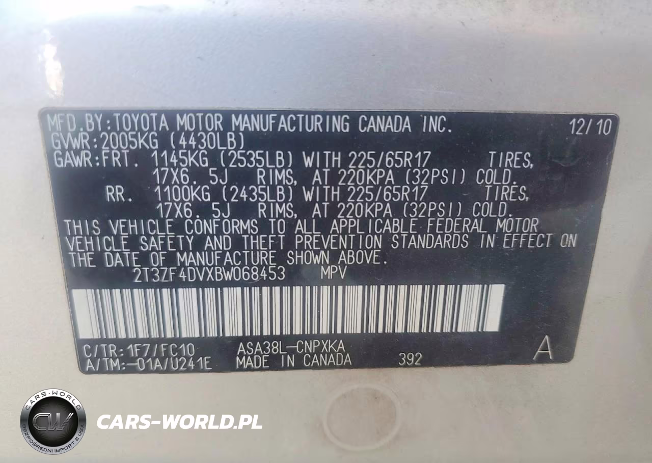 2011 Toyota Rav4 Base VIN:2T3ZF4DVXBW068453 - 12