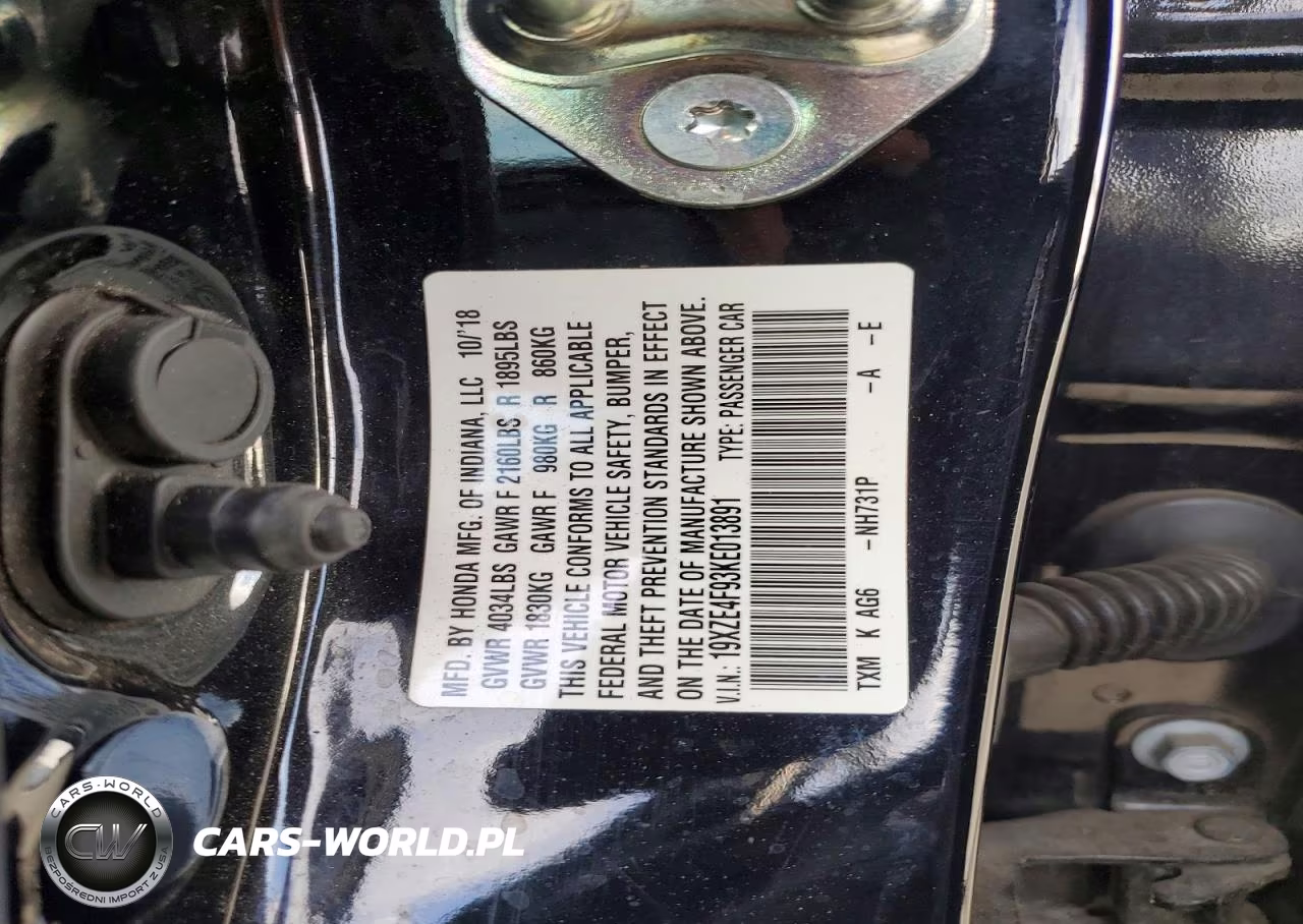 2019 Honda Insight Touring VIN:19XZE4F93KE013891 - 12