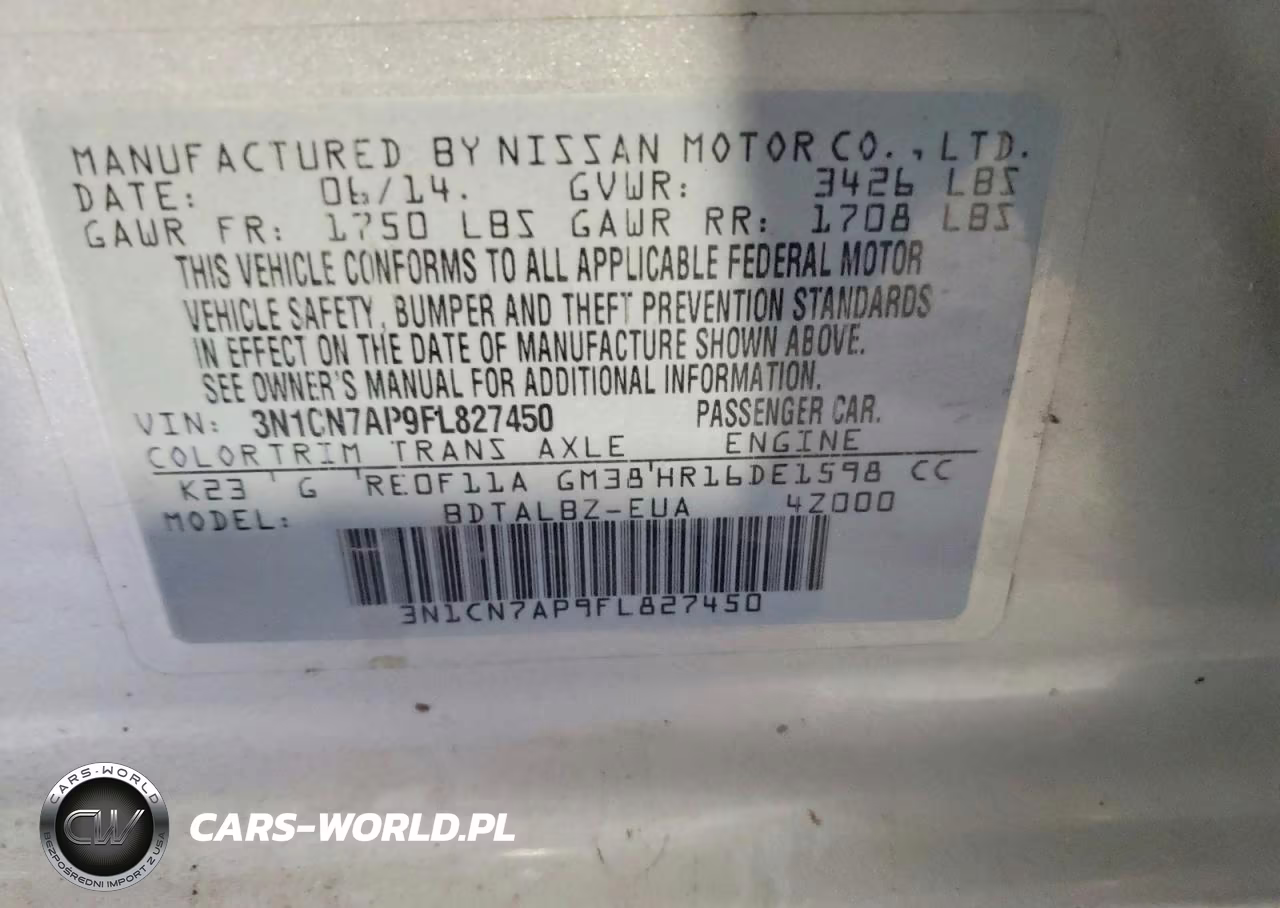 2015 Nissan Versa 1.6 Sv VIN:3N1CN7AP9FL827450 - 12