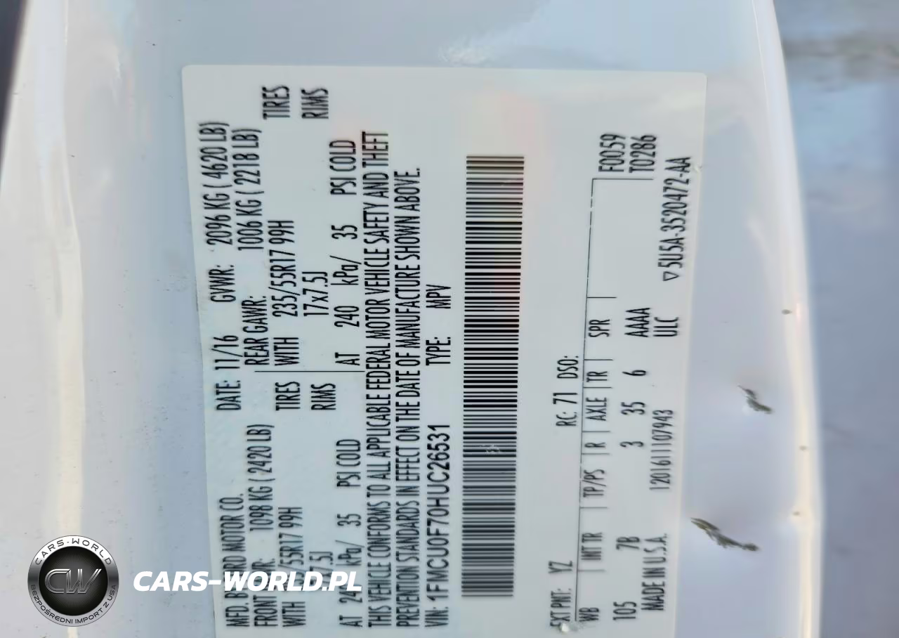 2017 Ford Escape S VIN:1FMCU0F70HUC26531 - 13