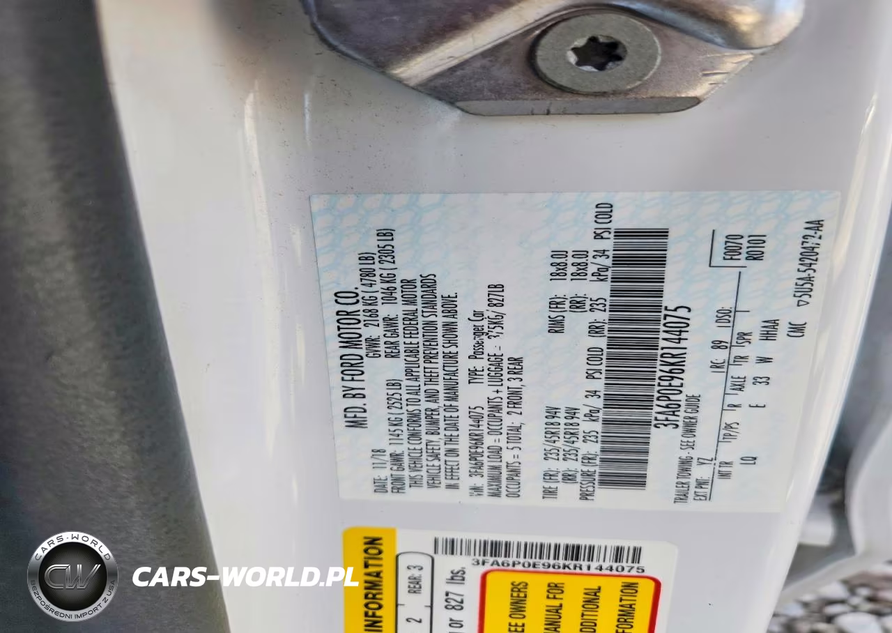 2019 Ford Fusion Sel VIN:3FA6P0E96KR144075 - 12