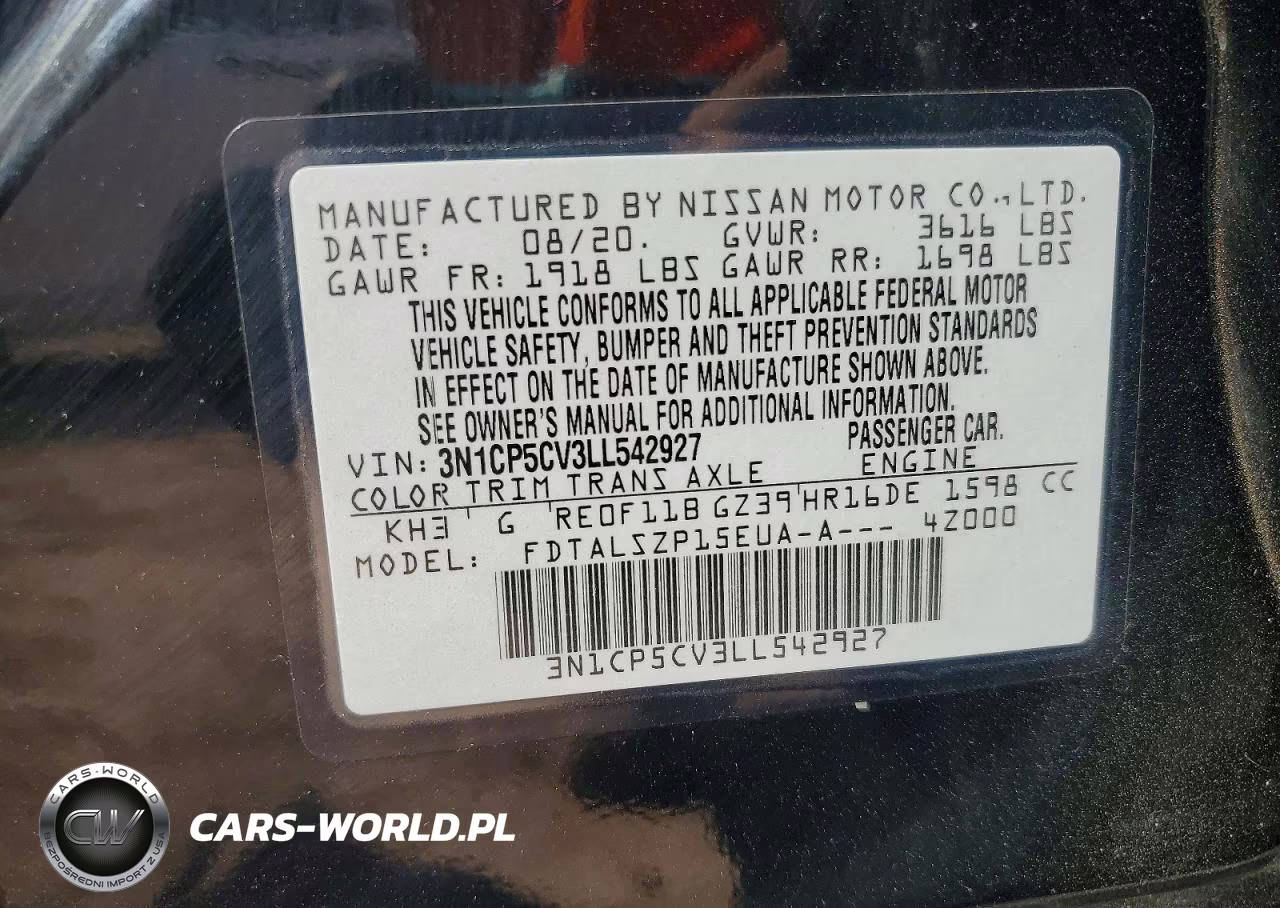 2020 Nissan Kicks Sv VIN:3N1CP5CV3LL542927 - 13