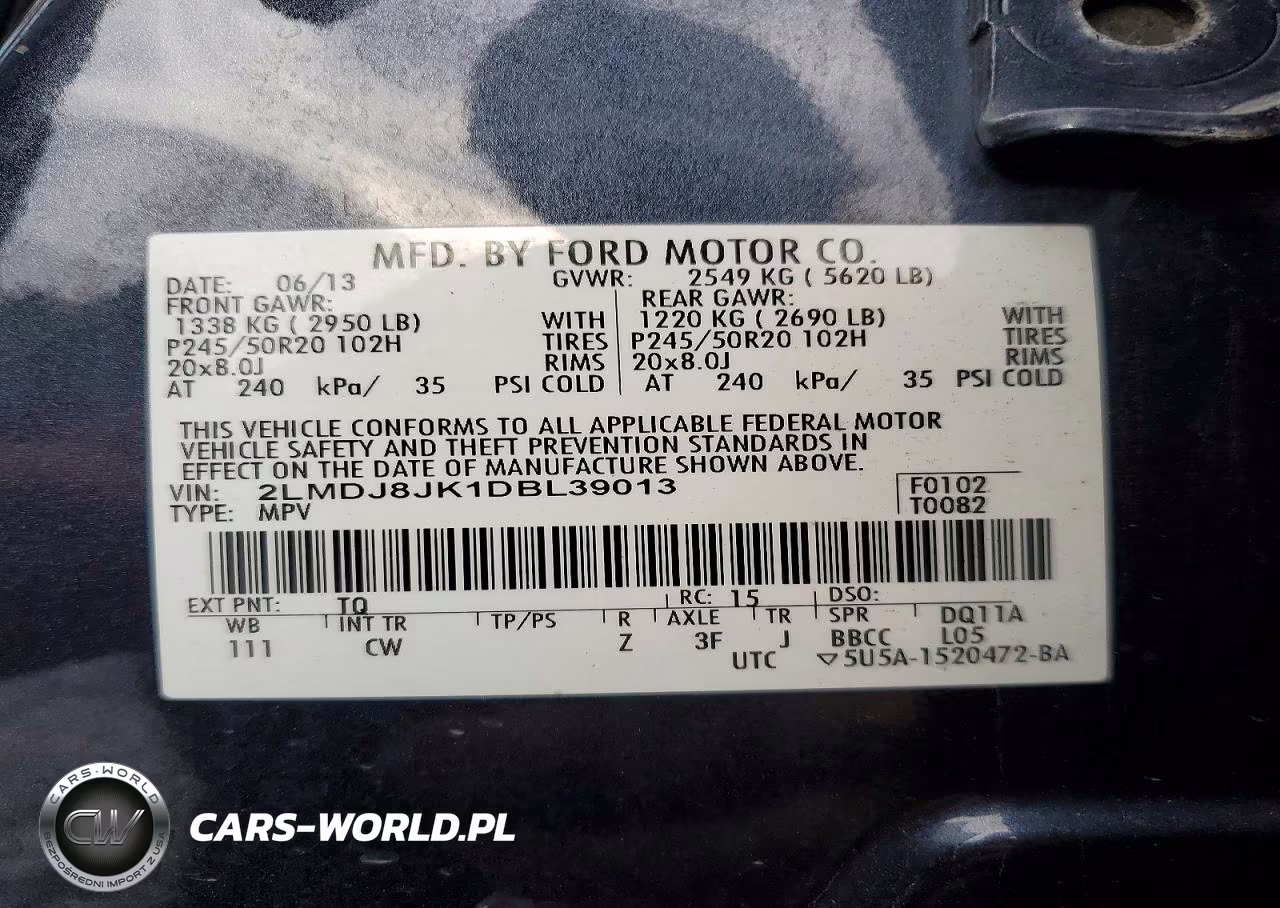 2013 Lincoln Mkx VIN:2LMDJ8JK1DBL39013 - 13