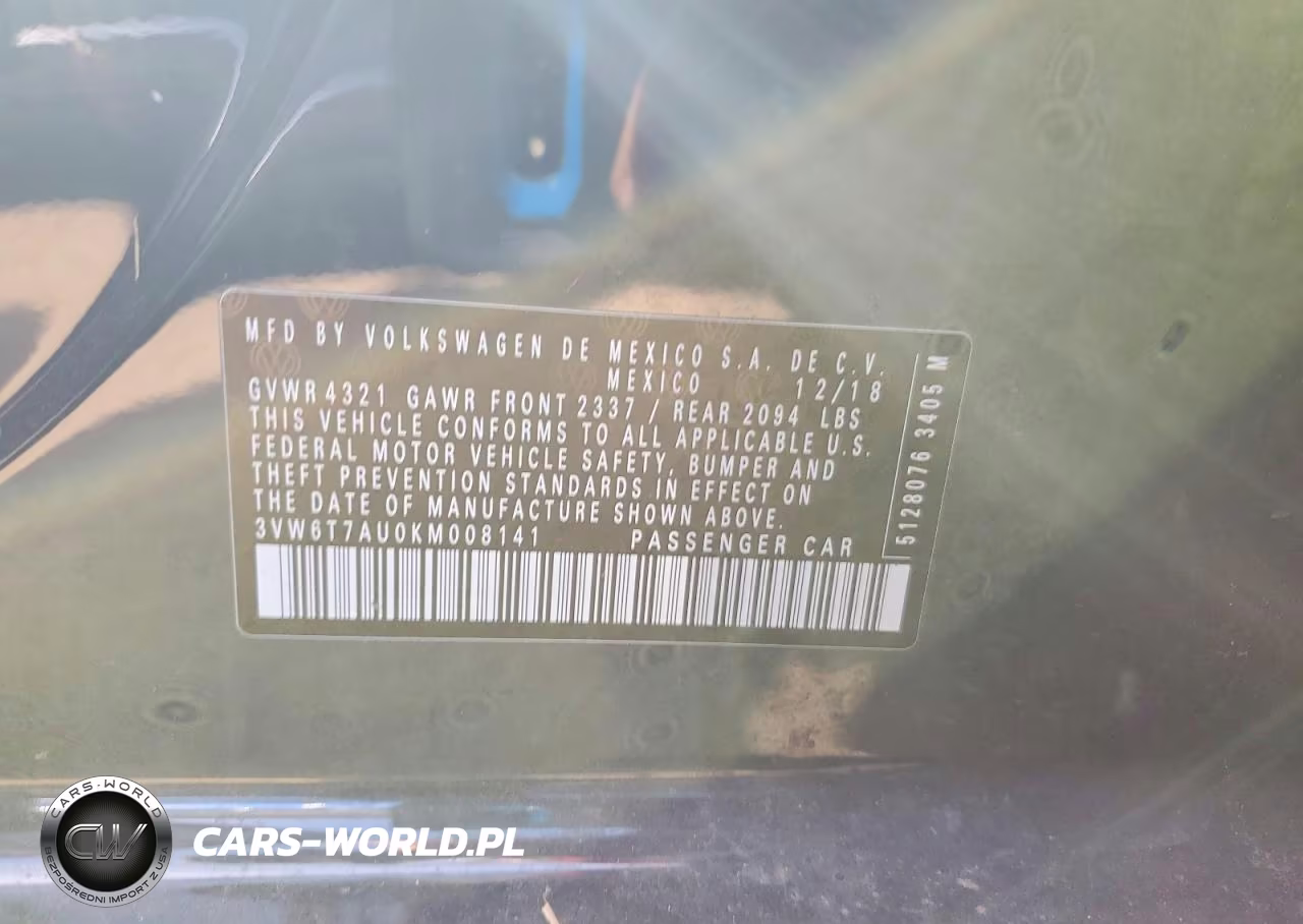 2019 Volkswagen Gti S VIN:3VW6T7AU0KM008141 - 12