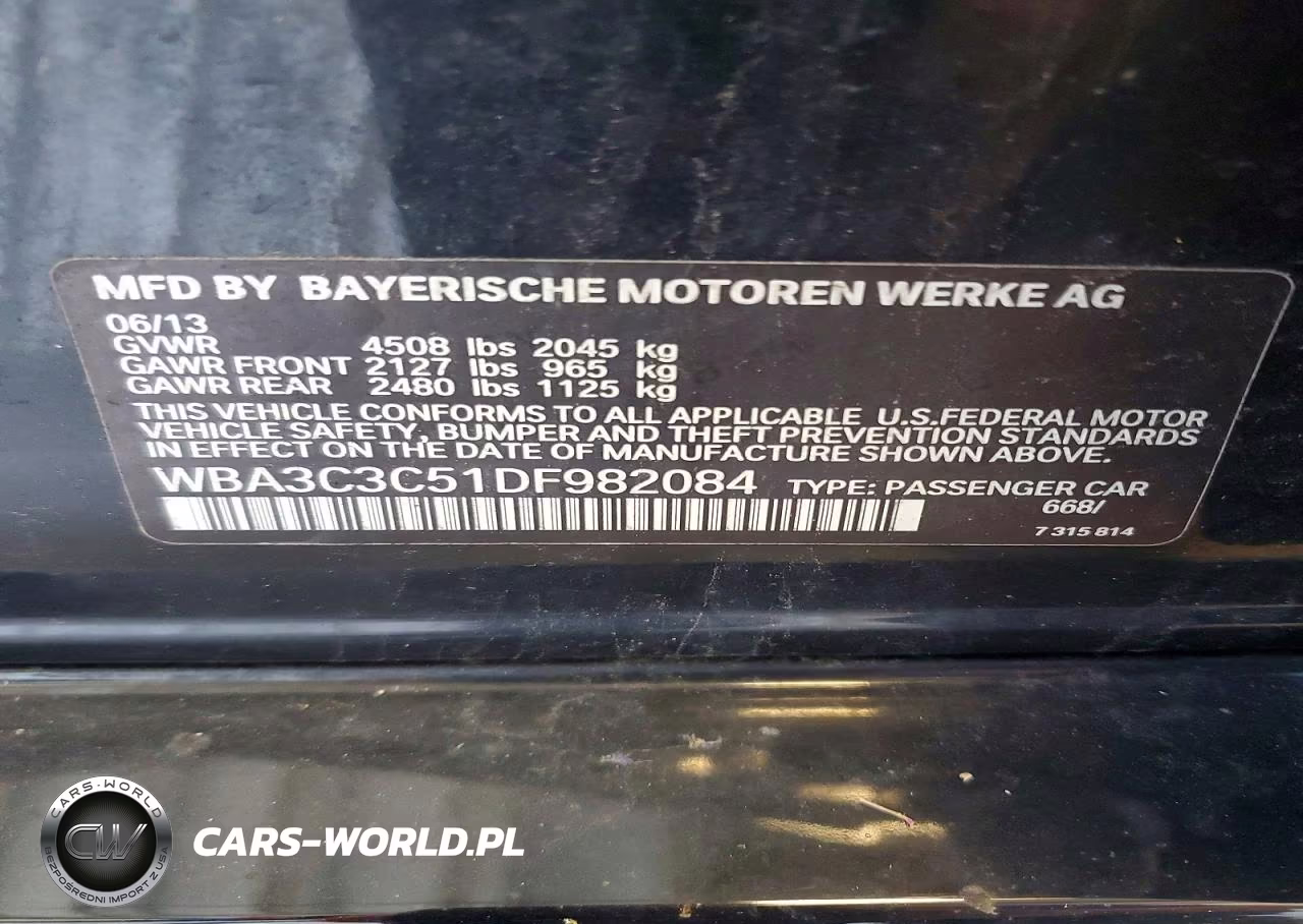 2013 BMW 320 I xDrive VIN:WBA3C3C51DF982084 - 12