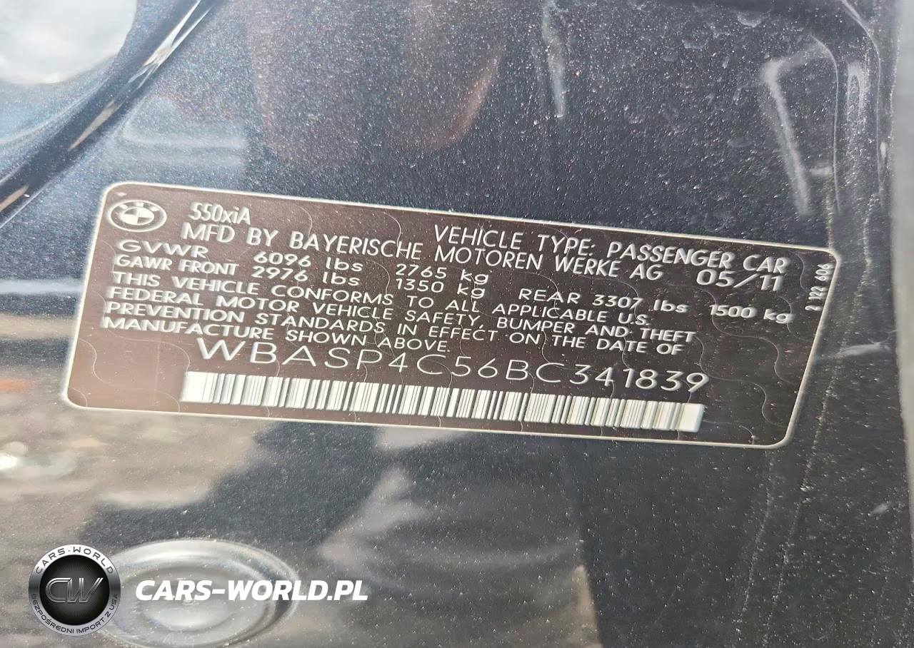 2011 BMW 550 Xigt VIN:WBASP4C56BC341839 - 12