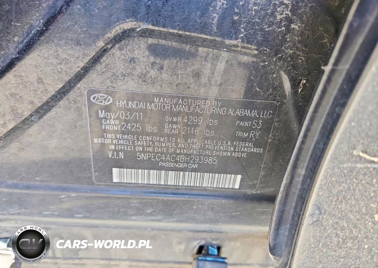2011 Hyundai Sonata Se VIN:5NPEC4AC4BH293985 - 12