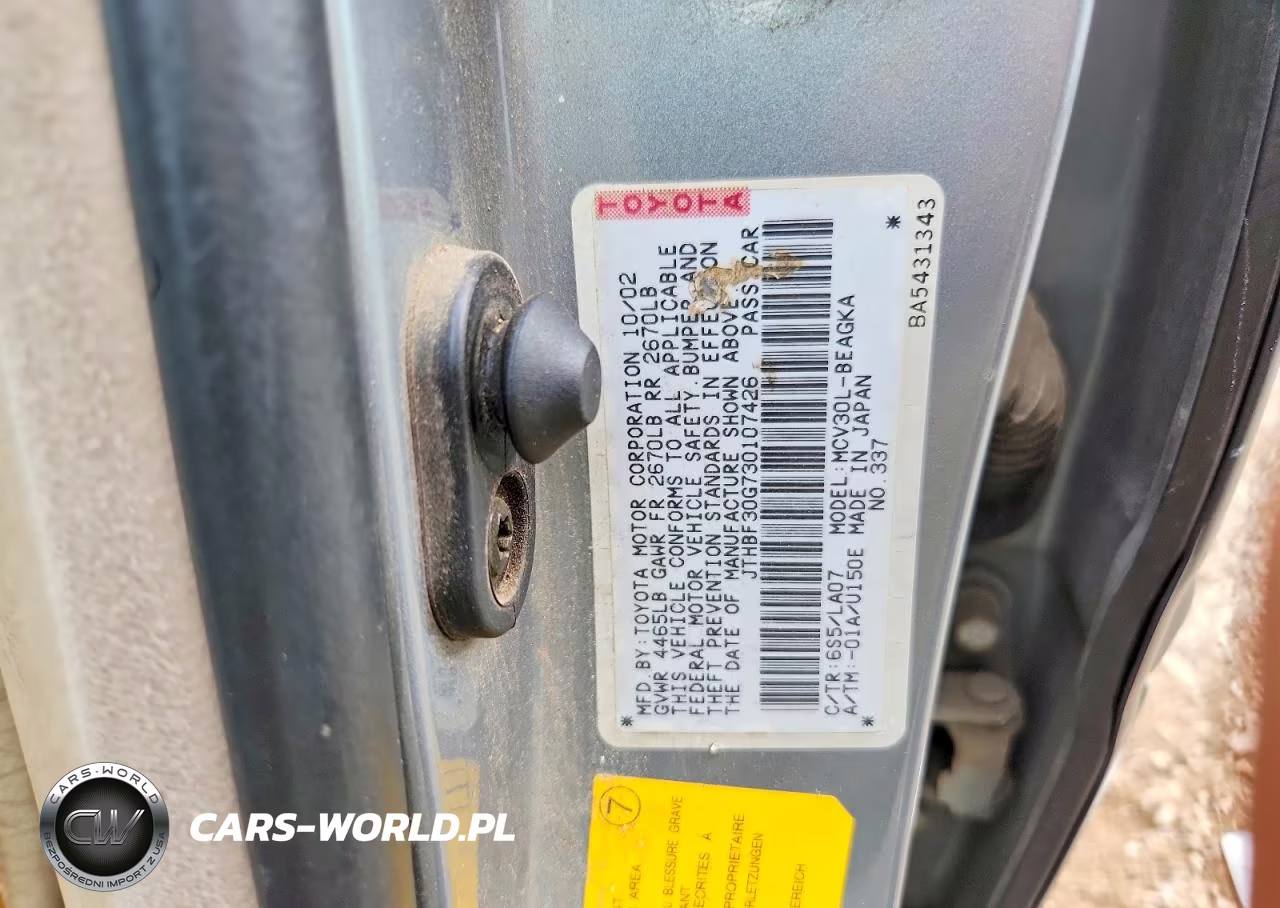 2003 Lexus Es 300 VIN:JTHBF30G730107426 - 12