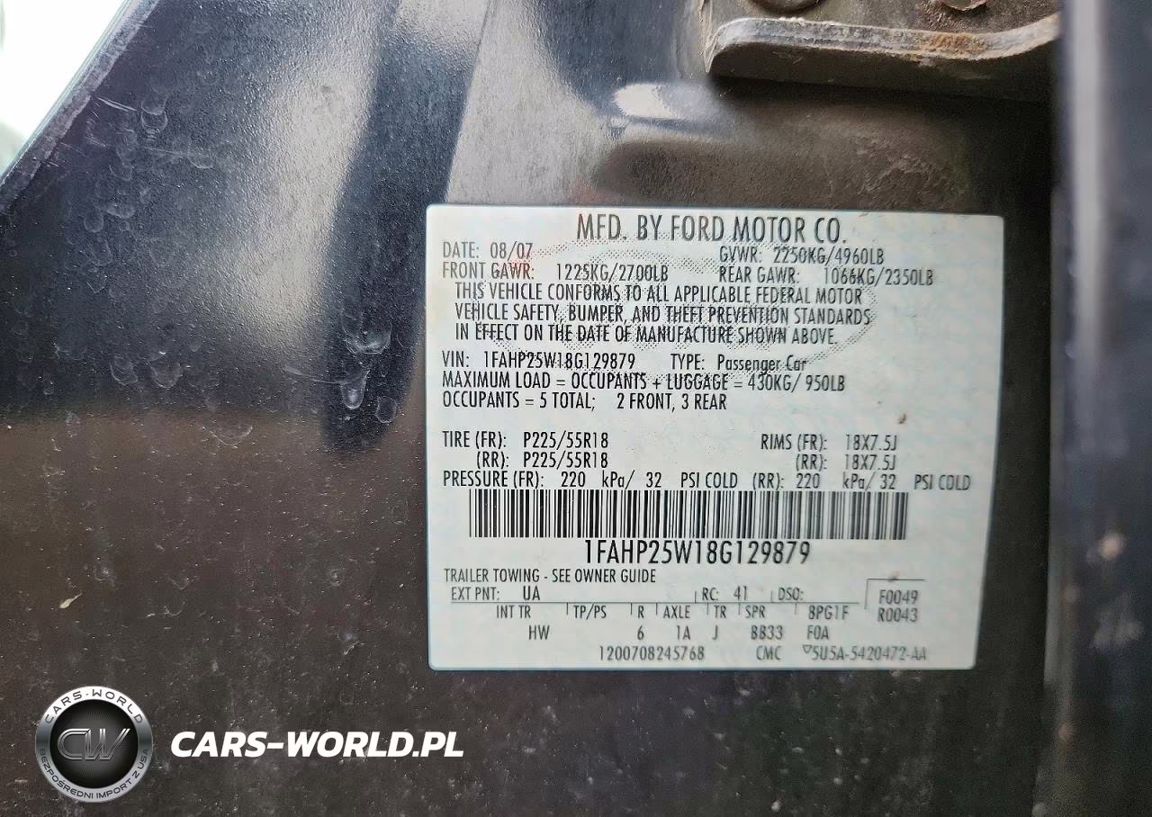 2008 Ford Taurus Limited VIN:1FAHP25W18G129879 - 13
