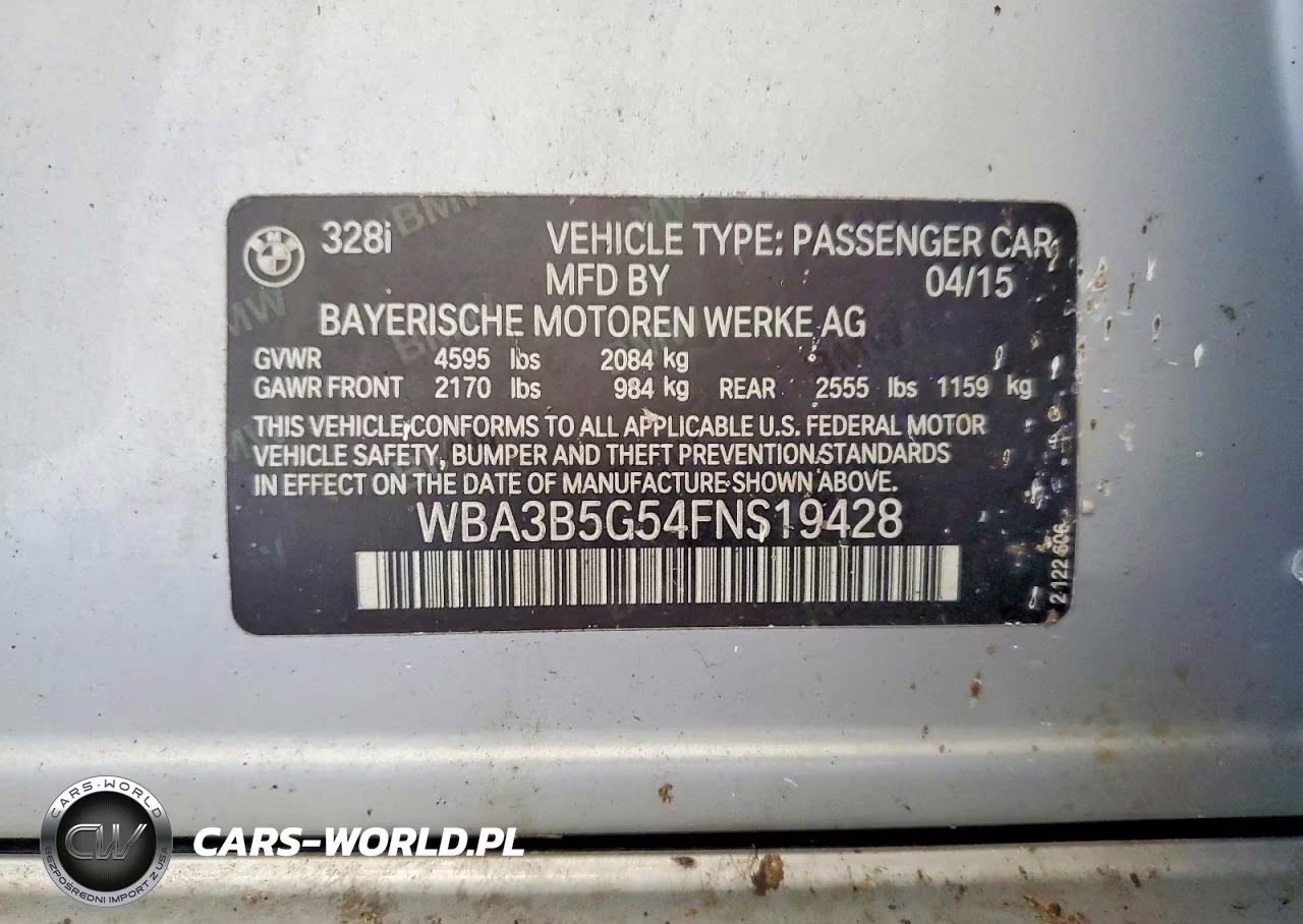 2015 BMW 328 Xi Sulev VIN:WBA3B5G54FNS19428 - 12