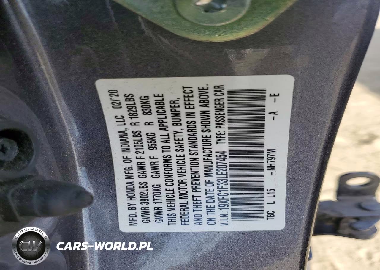 2020 Honda Civic Ex VIN:19XFC1F33LE207454 - 12