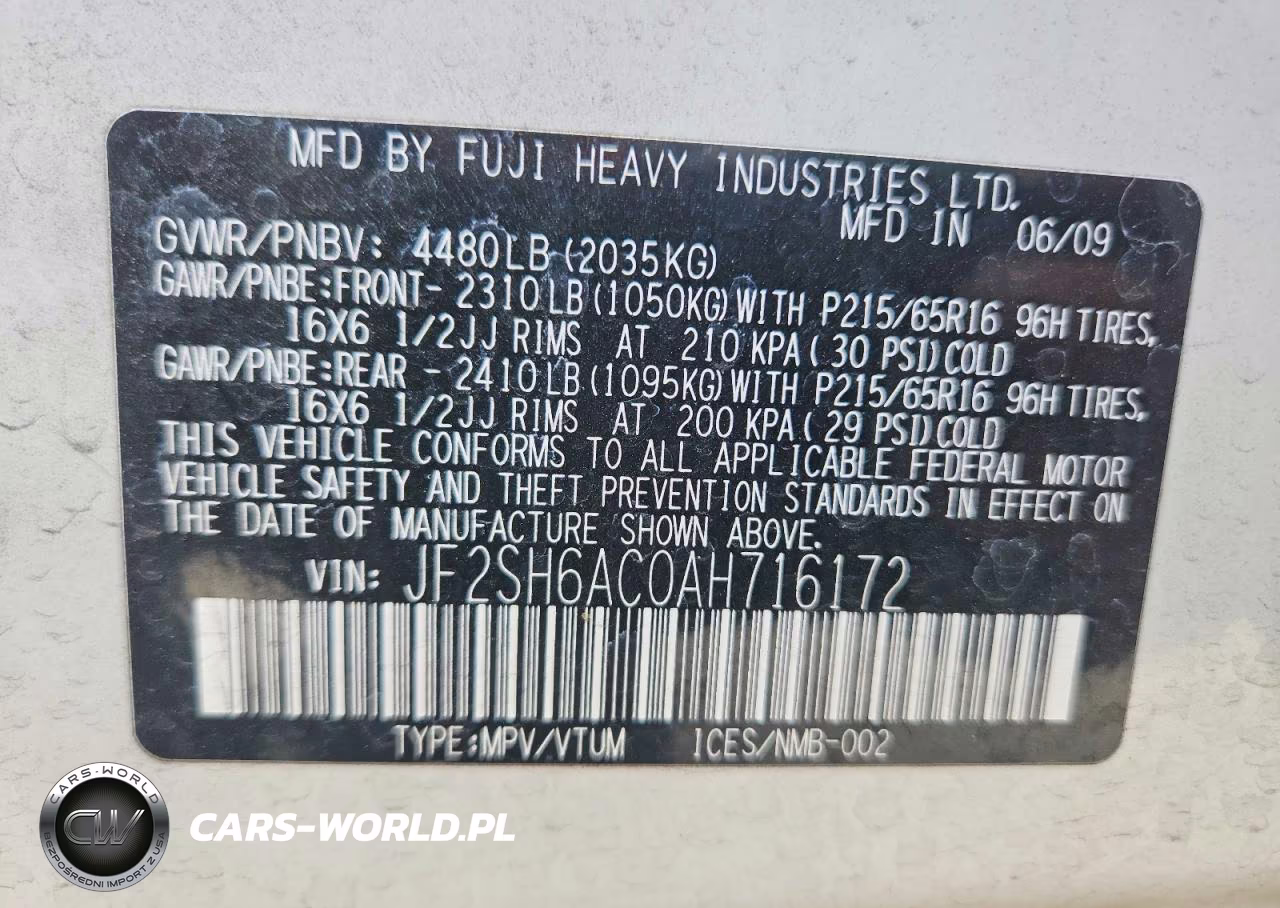 2010 Subaru Forester 2.5X VIN:JF2SH6AC0AH716172 - 14