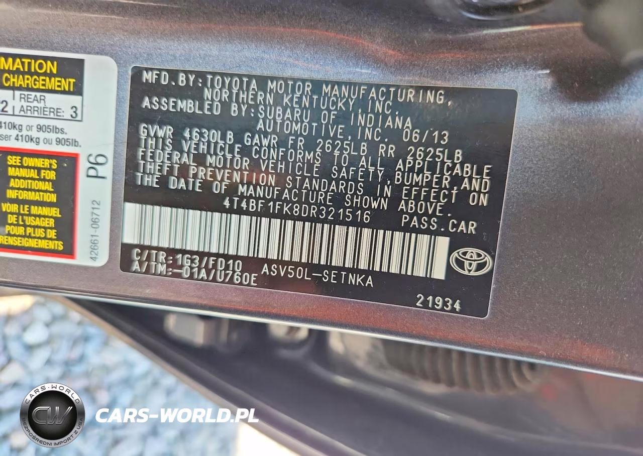 2013 Toyota Camry Le VIN:4T4BF1FK8DR321516 - 12