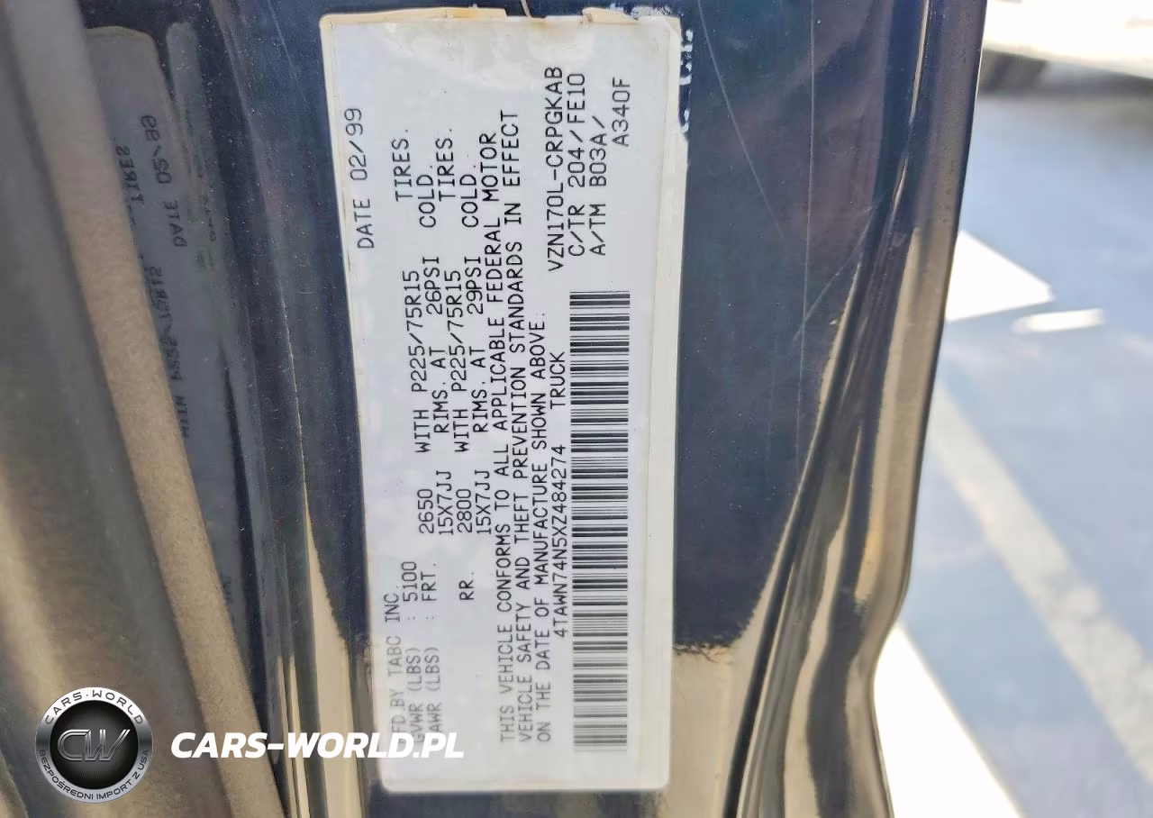 1999 Toyota Tacoma Limited VIN:4TAWN74N5XZ484274 - 12