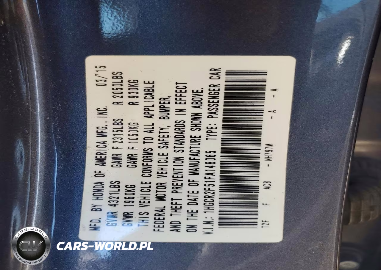2015 Honda Accord Sport VIN:1HGCR2F51FA148065 - 13