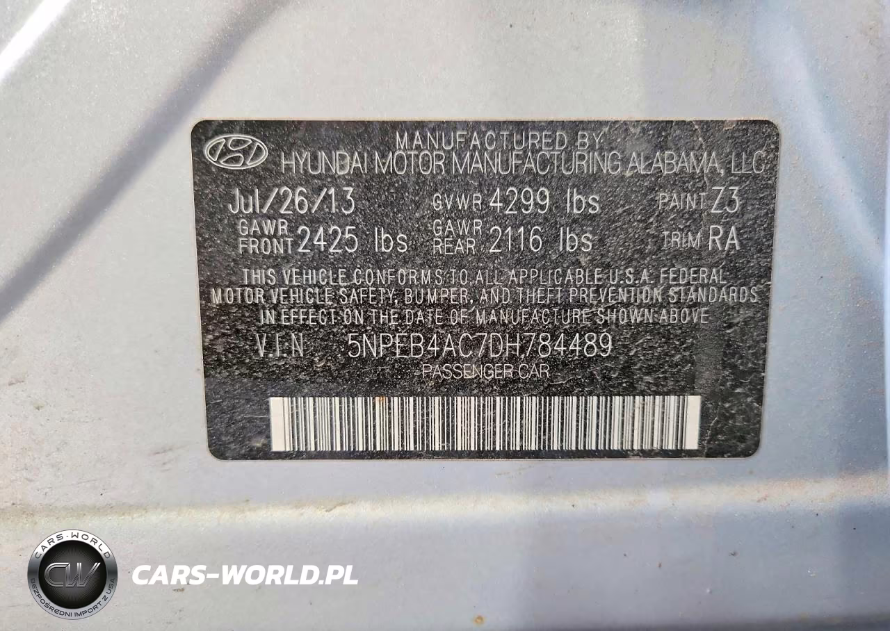 2013 Hyundai Sonata Gls VIN:5NPEB4AC7DH784489 - 12