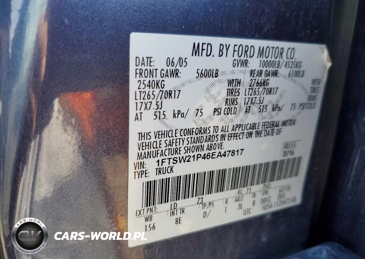 2006 Ford F250 Super Duty VIN:1FTSW21P46EA47817 - 12
