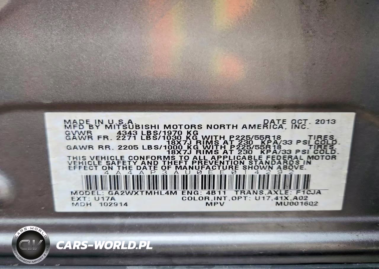 2014 Mitsubishi Outlander Sport Es VIN:4A4AP3AU0EE014292 - 13
