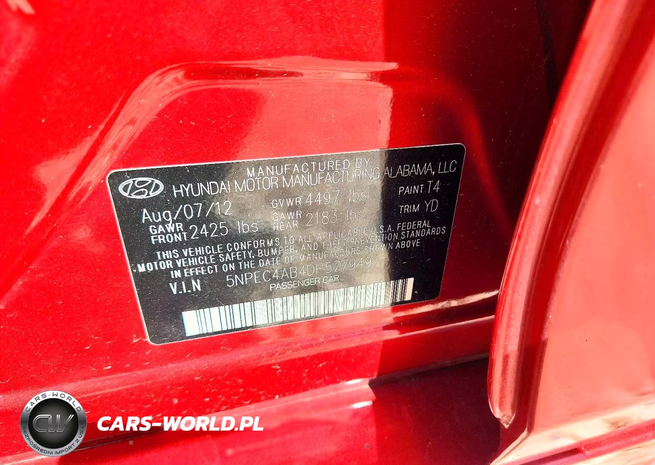 2013 Hyundai Sonata Limited 2.0T VIN:5NPEC4AB4DH577949 - 12