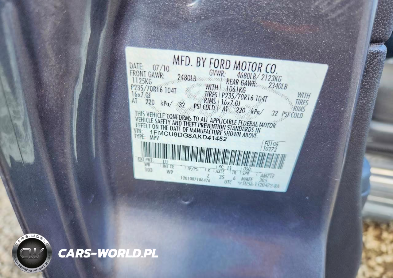 2010 Ford Escape Xlt VIN:1FMCU9DG8AKD41452 - 13