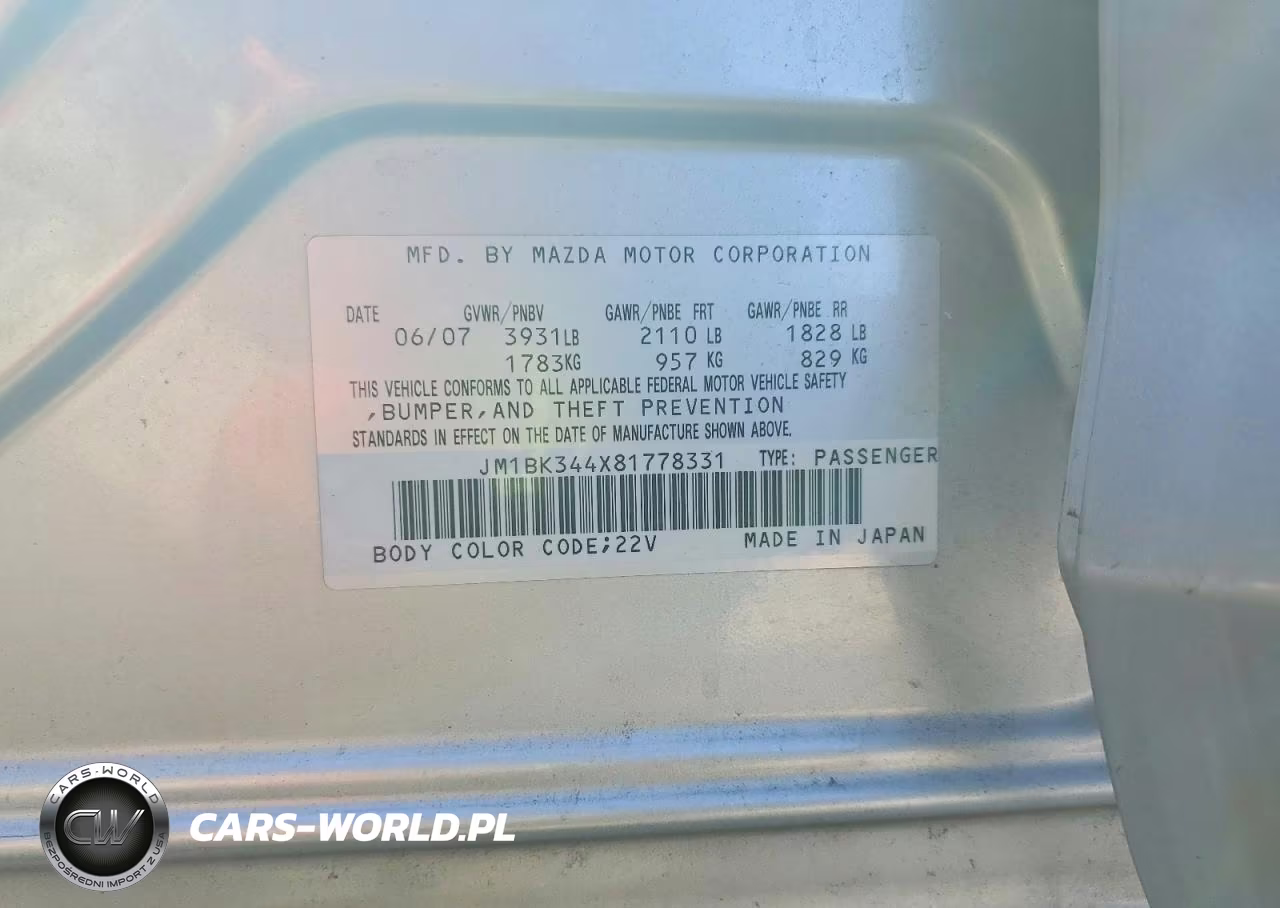 2008 Mazda 3 Hatchback VIN:JM1BK344X81778331 - 12