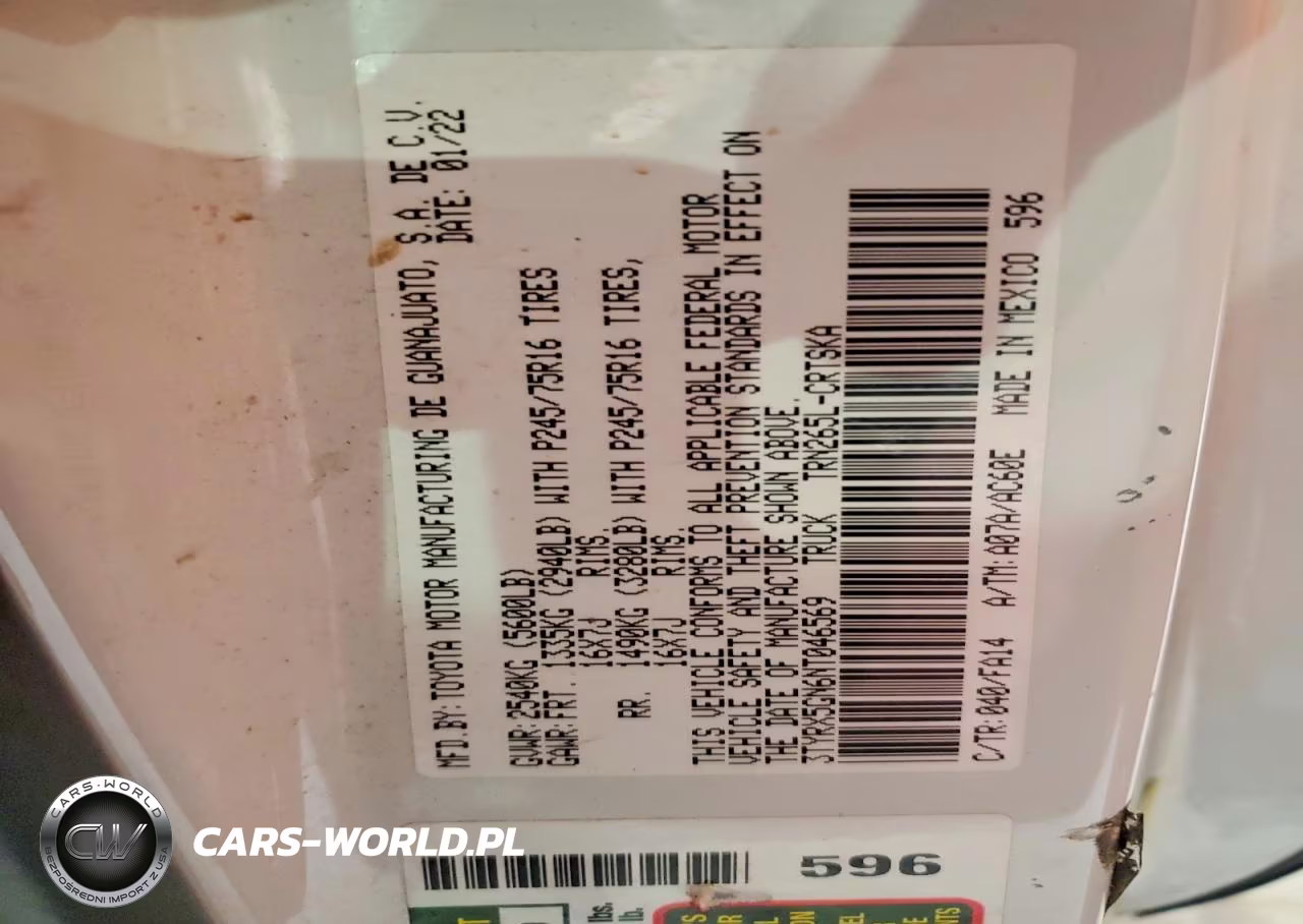 2022 Toyota Tacoma Sr VIN:3TYRX5GN6NT046569 - 12