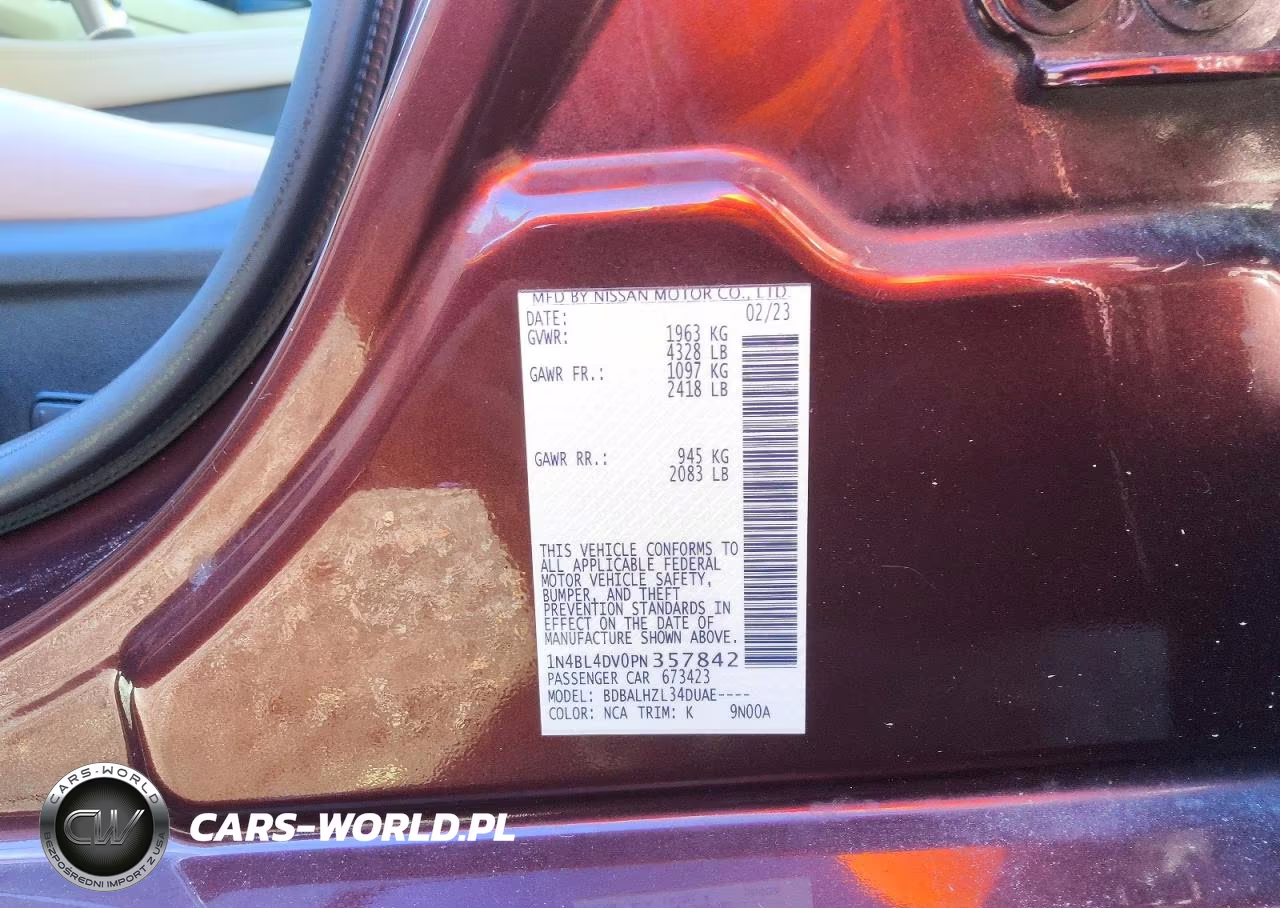 2023 Nissan Altima Sv VIN:1N4BL4DV0PN357842 - 12