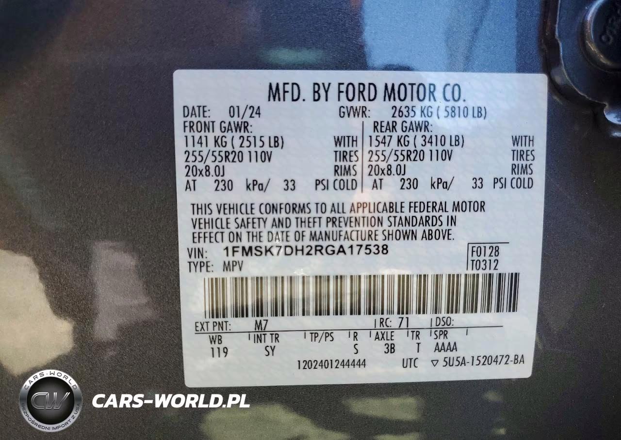 2024 Ford Explorer Xlt VIN:1FMSK7DH2RGA17538 - 13