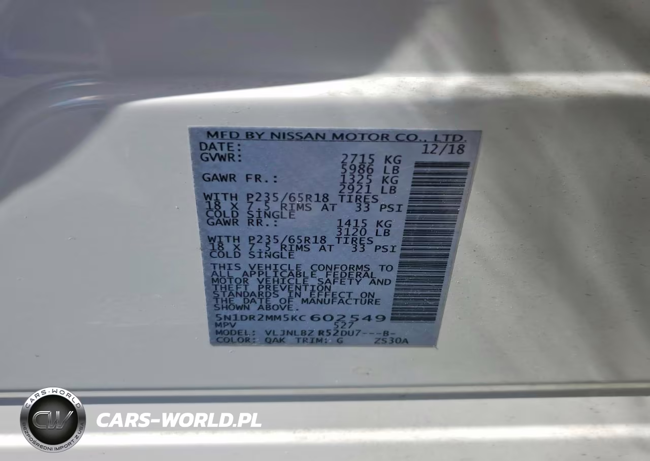 2019 Nissan Pathfinder S VIN:5N1DR2MM5KC602549 - 13