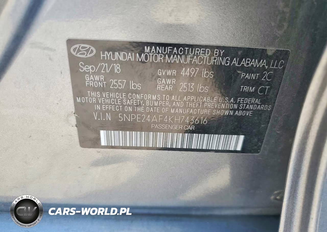 2019 Hyundai Sonata Se VIN:5NPE24AF4KH743616 - 12