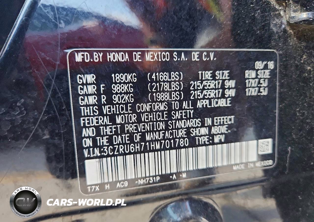 2017 Honda Hr-V Exl VIN:3CZRU6H71HM701780 - 13
