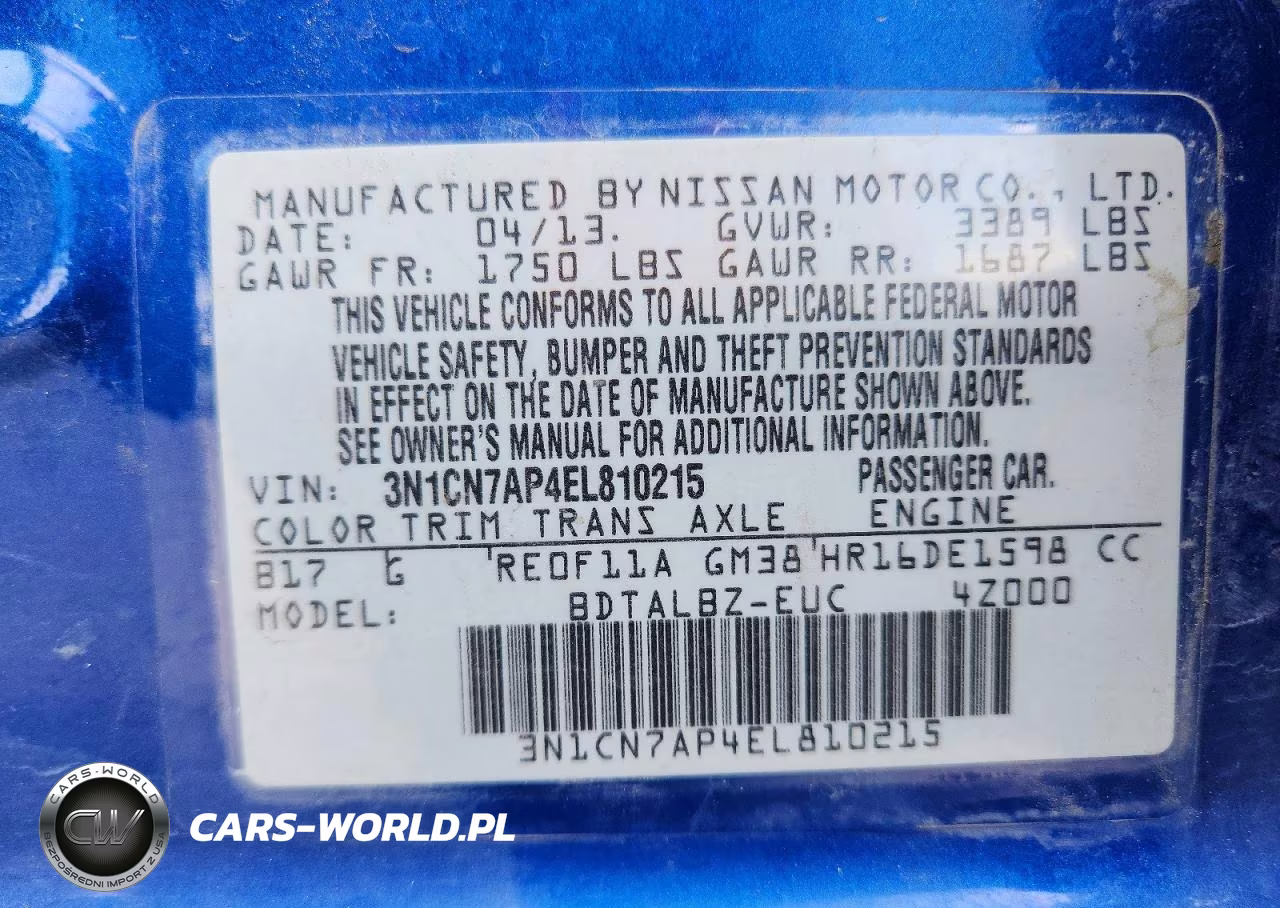 2014 Nissan Versa 1.6 Sv VIN:3N1CN7AP4EL810215 - 12