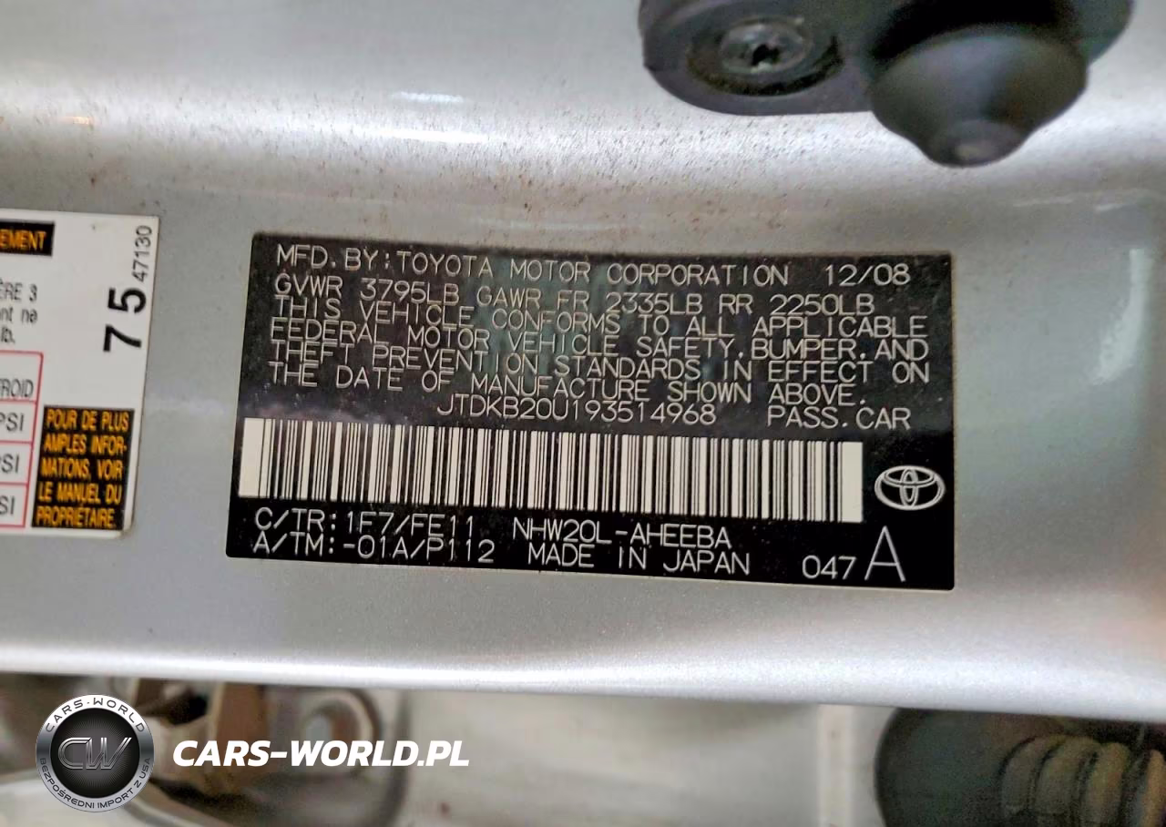 2009 Toyota Prius Base VIN:JTDKB20U193514968 - 12