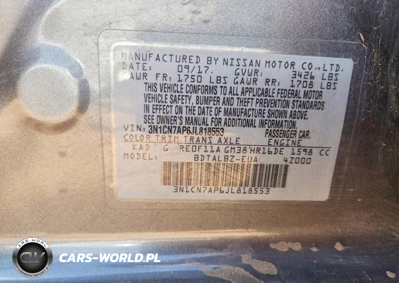 2018 Nissan Versa Sv VIN:3N1CN7AP6JL818553 - 13
