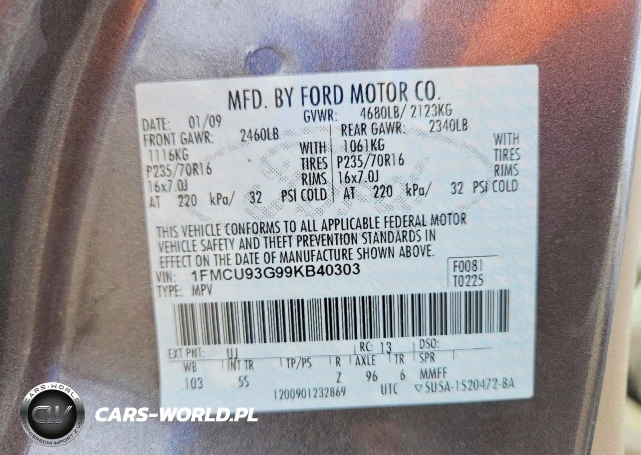 2009 Ford Escape Xlt VIN:1FMCU93G99KB40303 - 12