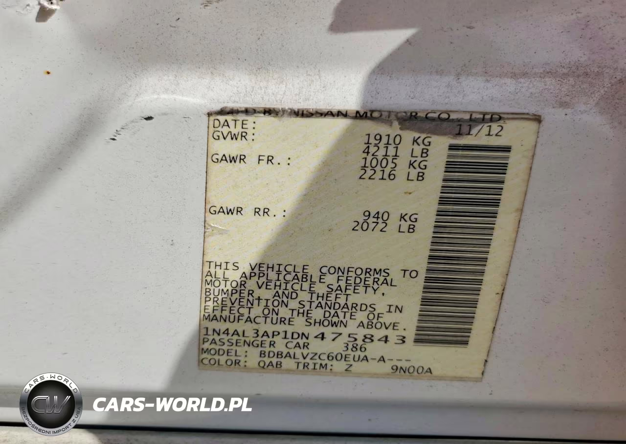2013 Nissan Altima 2.5 VIN:1N4AL3AP1DN475843 - 12