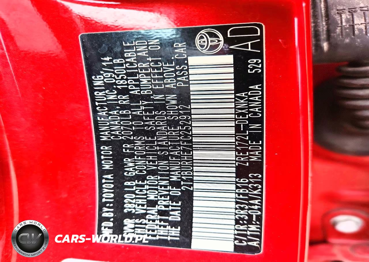 2015 Toyota Corolla Le VIN:2T1BURHE7FC252912 - 12