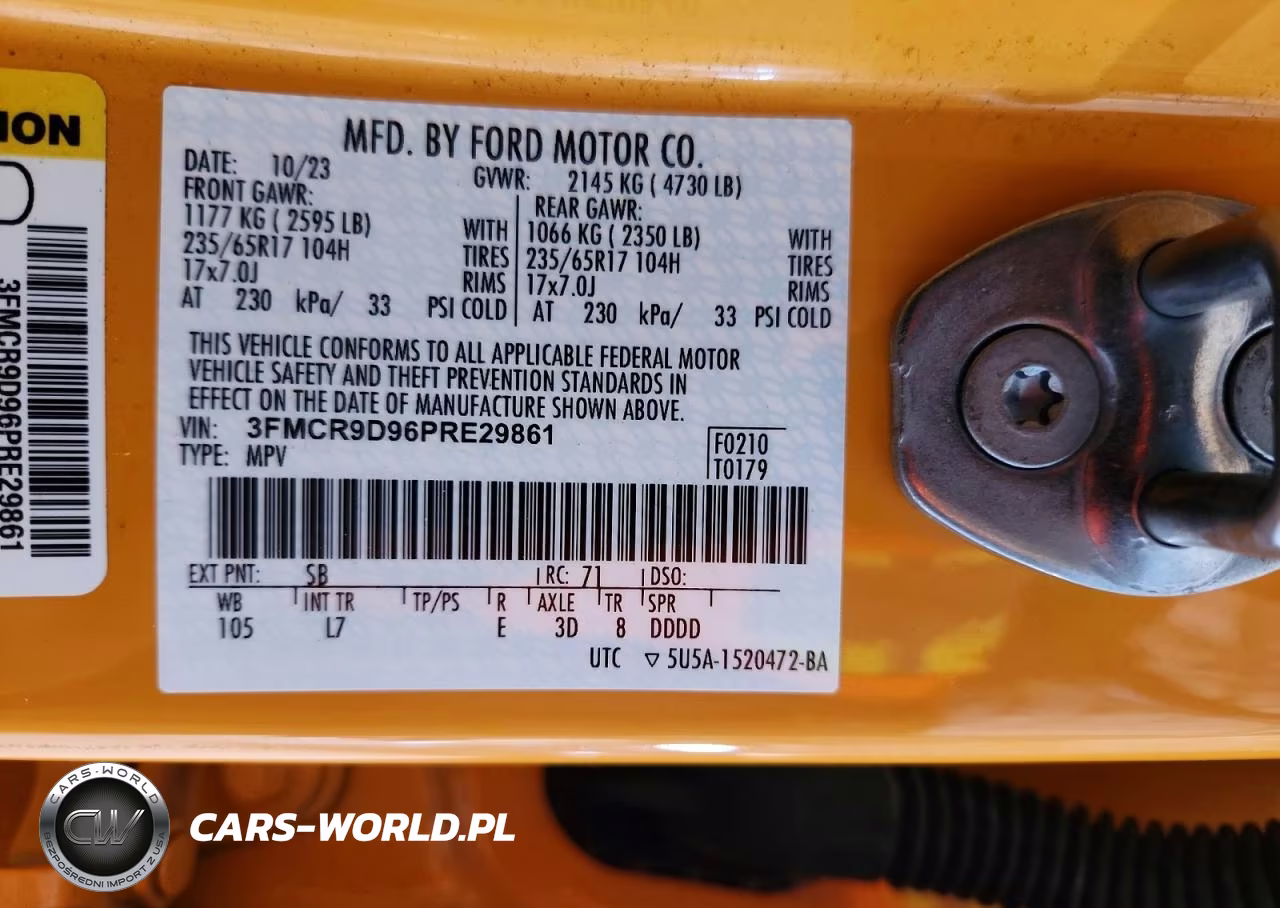 2023 Ford Bronco Sport Badlands VIN:3FMCR9D96PRE29861 - 14
