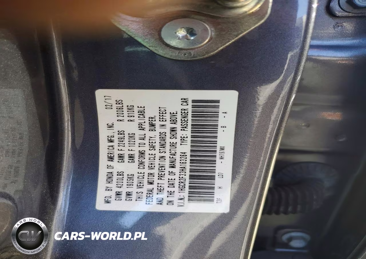 2017 Honda Accord Lx VIN:1HGCR2F33HA163264 - 13