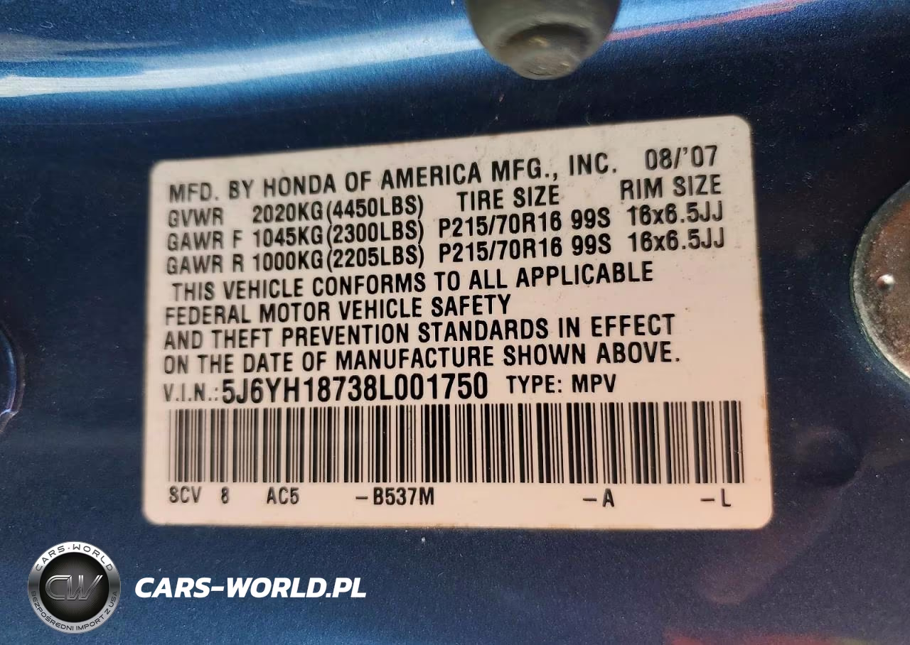 2008 Honda Element Ex VIN:5J6YH18738L001750 - 12