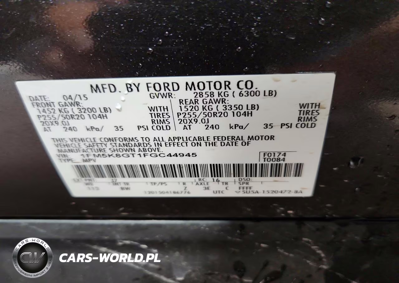 2015 Ford Explorer Sport VIN:1FM5K8GT1FGC44945 - 13